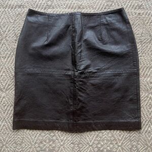 Amanda Smith Vintage Brown Leather Mini Skirt Womens Size 14P 90s Y2K‎